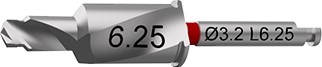 Сверло 2,5/3,2, глубина сверления 6,25 мм GS 0632