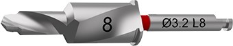 Сверло 2,5/3,2, глубина сверления 8 мм GS 0832